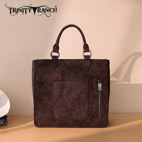 Trinity Ranch Cowhide Tooled Leather Tote Bag