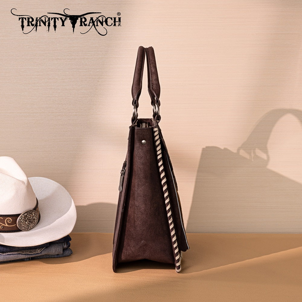 Trinity Ranch Cowhide Tooled Leather Tote Bag