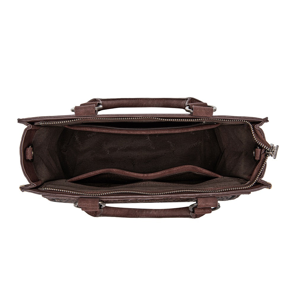 Trinity Ranch Cowhide Tooled Leather Tote Bag