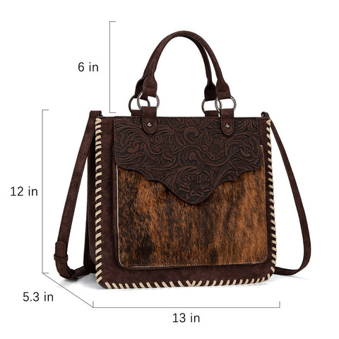 Trinity Ranch Cowhide Tooled Leather Tote Bag