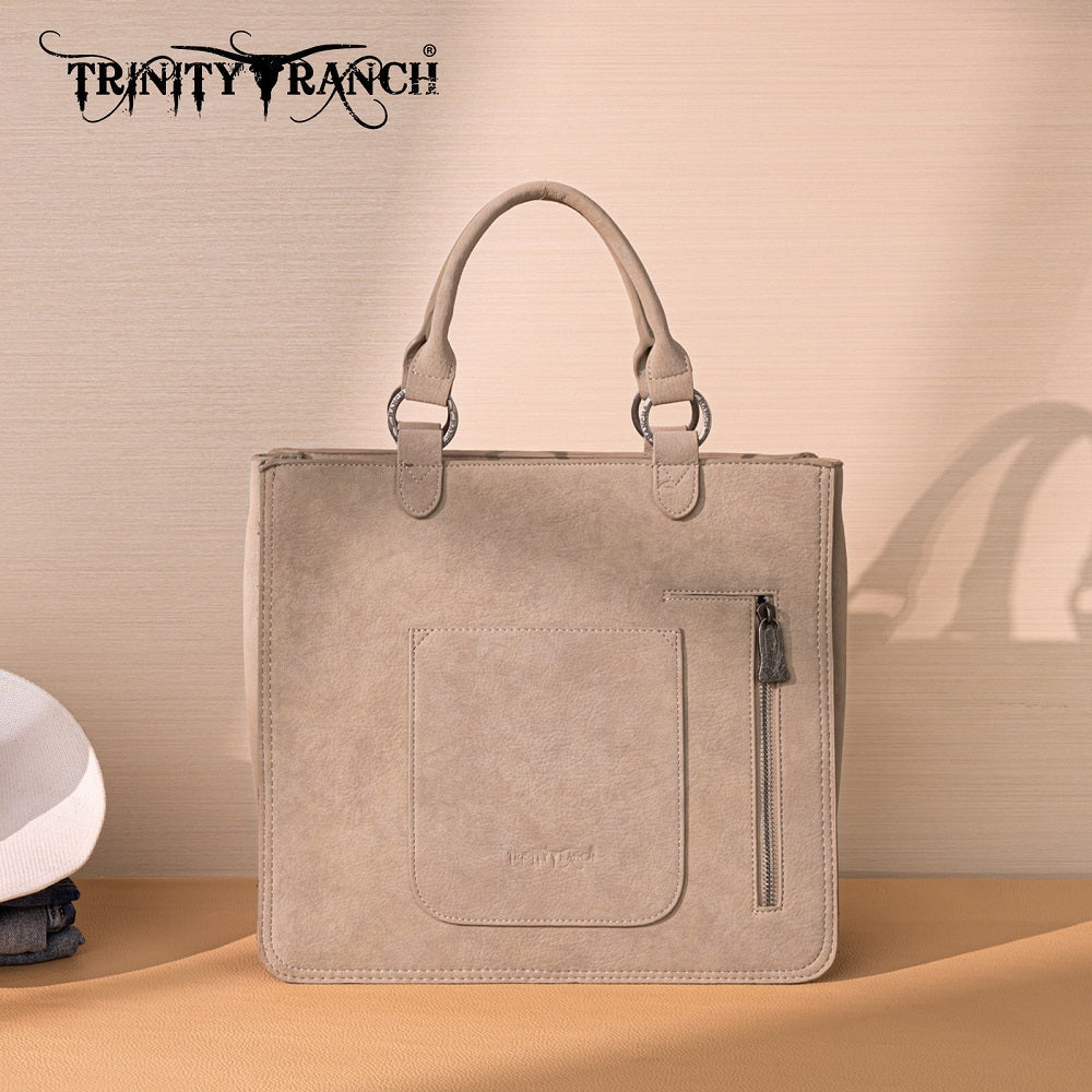 Trinity Ranch Cowhide Tooled Leather Tote Bag