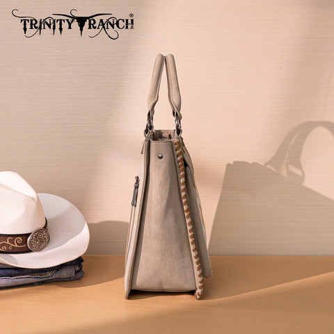 Trinity Ranch Cowhide Tooled Leather Tote Bag