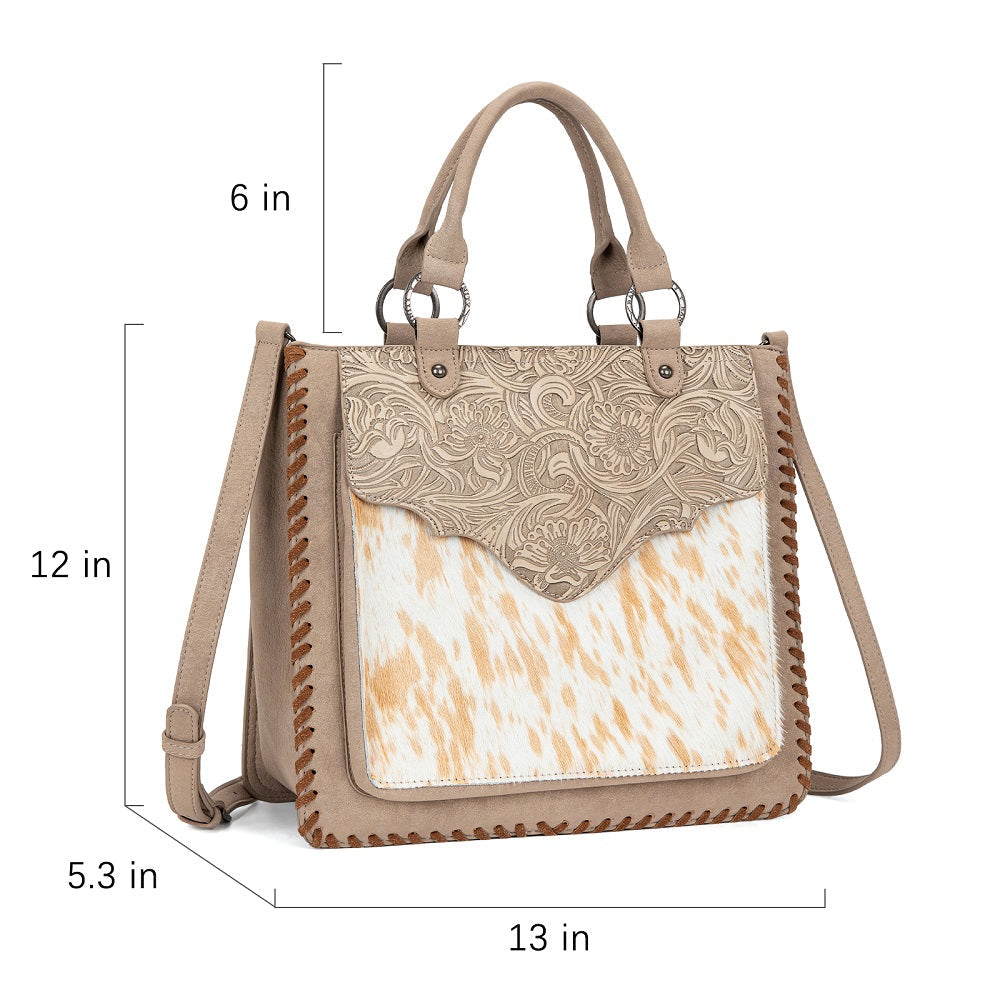 Trinity Ranch Cowhide Tooled Leather Tote Bag