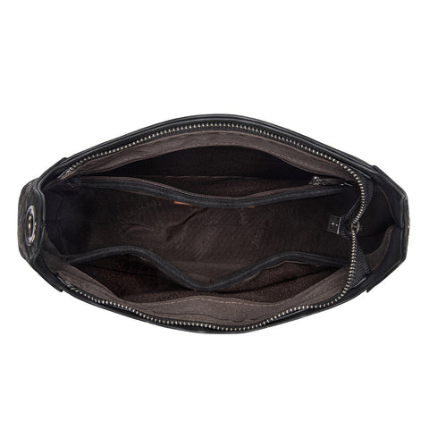 Trinity Ranch Cowhide ＆ Tooled Leather Hobo Crossbody Bag