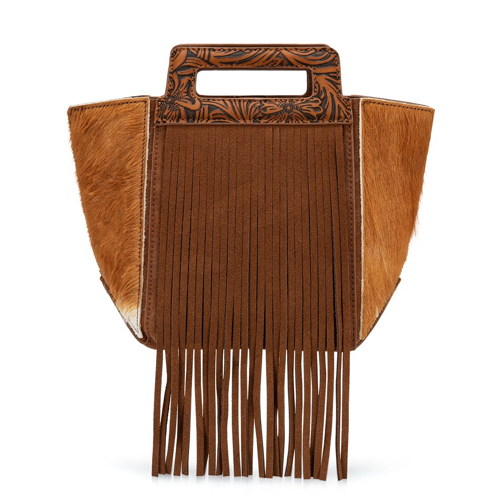 Trinity Ranch Fringe Cowhide Tote Bag