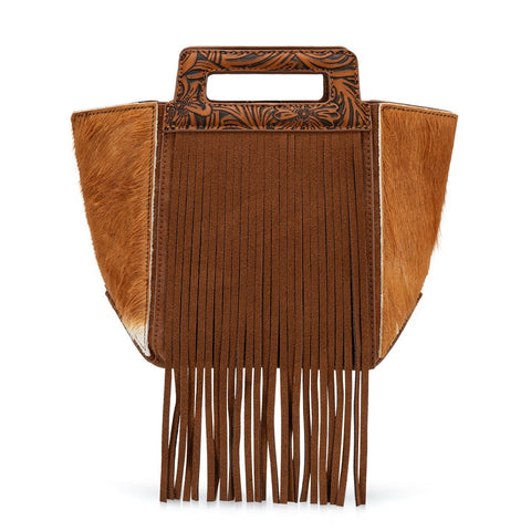 Trinity Ranch Fringe Cowhide Tote Bag
