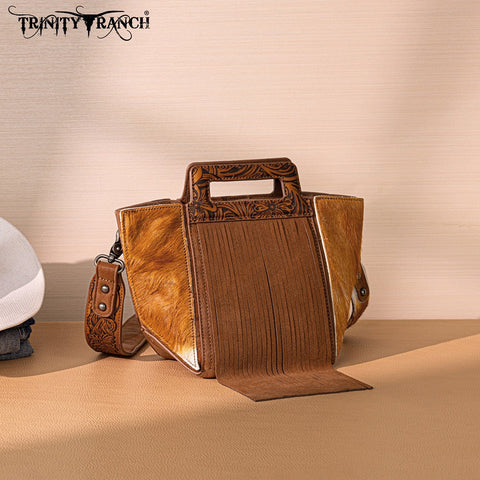 Trinity Ranch Fringe Cowhide Tote Bag