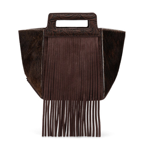 Trinity Ranch Fringe Cowhide Tote Bag