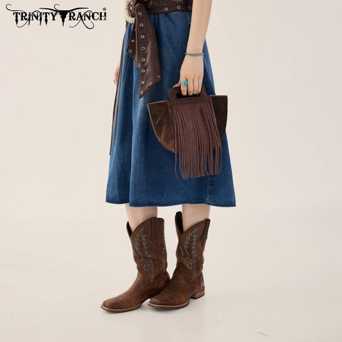 Trinity Ranch Fringe Cowhide Tote Bag