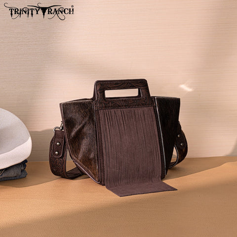 Trinity Ranch Fringe Cowhide Tote Bag