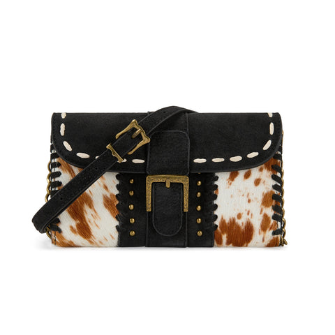 Trinity Ranch Western Cowhide Buckle Crossbody Wallet Bag