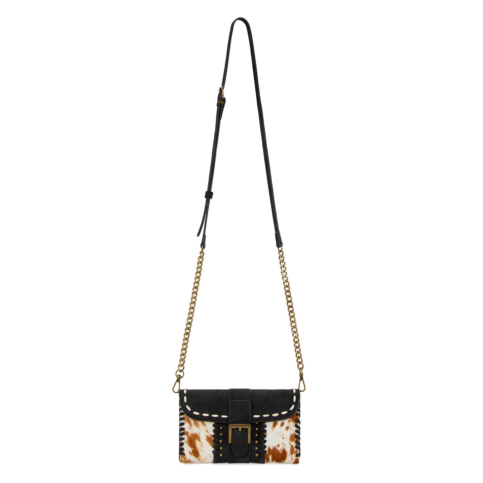 Trinity Ranch Western Cowhide Buckle Crossbody Wallet Bag