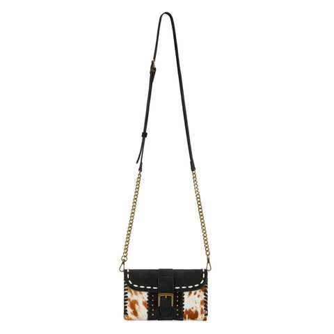 Trinity Ranch Western Cowhide Buckle Crossbody Wallet Bag