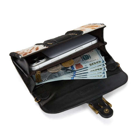 Trinity Ranch Western Cowhide Buckle Crossbody Wallet Bag