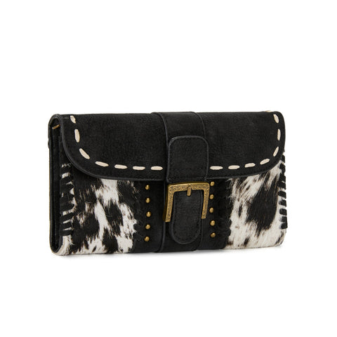 Trinity Ranch Western Cowhide Buckle Crossbody Wallet Bag