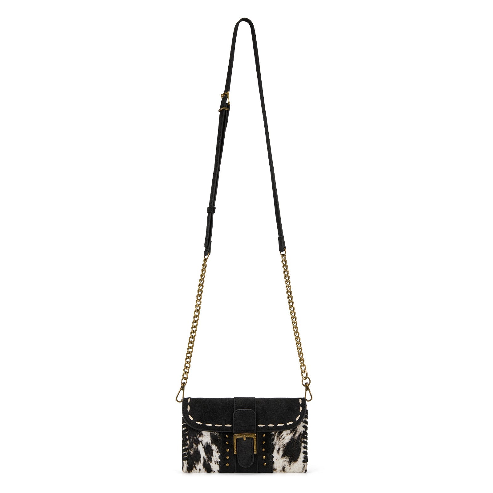 Trinity Ranch Western Cowhide Buckle Crossbody Wallet Bag