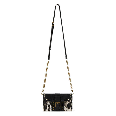Trinity Ranch Western Cowhide Buckle Crossbody Wallet Bag