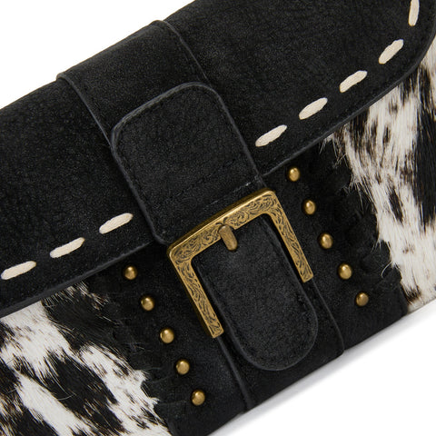 Trinity Ranch Western Cowhide Buckle Crossbody Wallet Bag