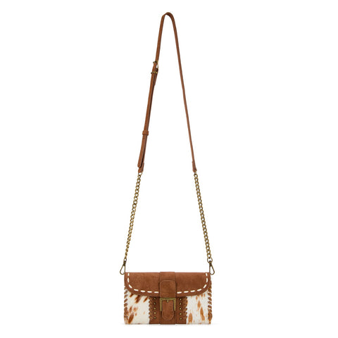 Trinity Ranch Western Cowhide Buckle Crossbody Wallet Bag
