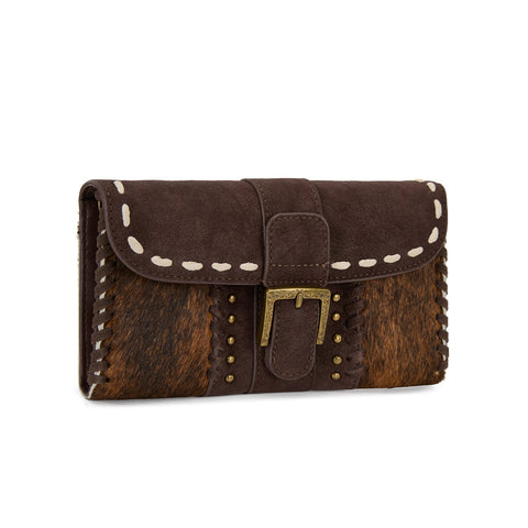 Trinity Ranch Western Cowhide Buckle Crossbody Wallet Bag