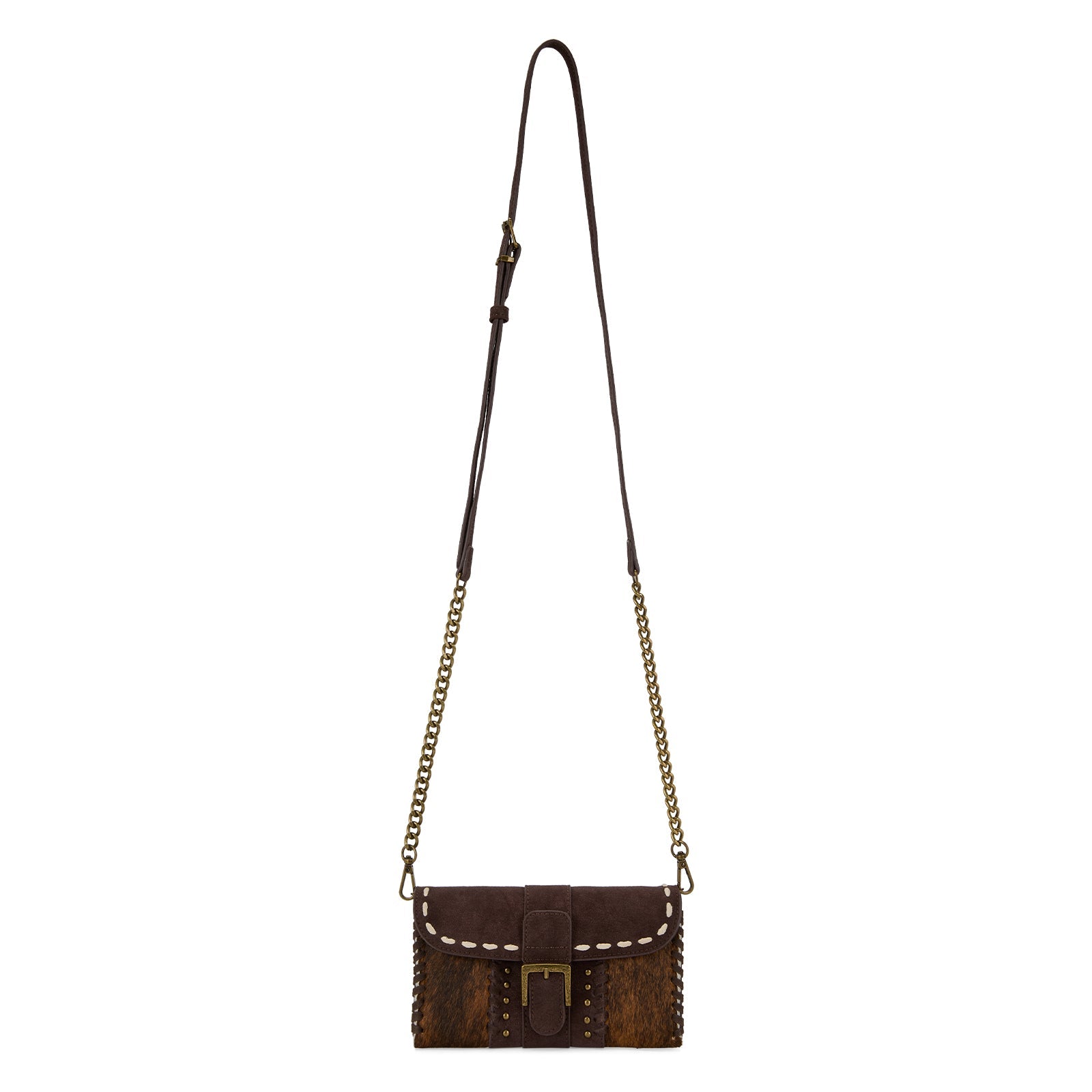 Trinity Ranch Western Cowhide Buckle Crossbody Wallet Bag