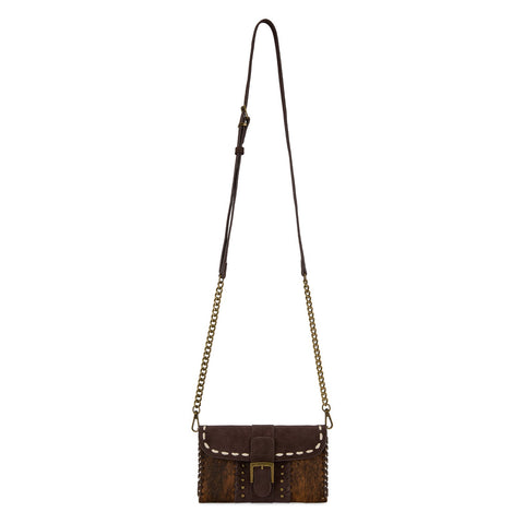 Trinity Ranch Western Cowhide Buckle Crossbody Wallet Bag