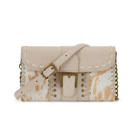 Trinity Ranch Western Cowhide Buckle Crossbody Wallet Bag