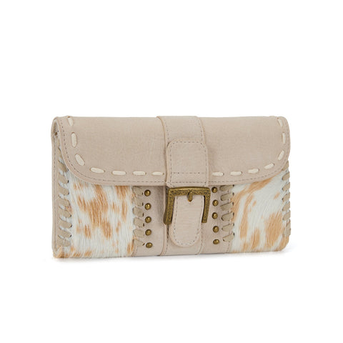 Trinity Ranch Western Cowhide Buckle Crossbody Wallet Bag