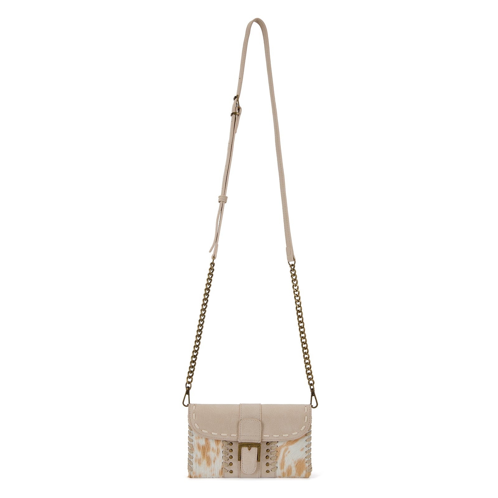 Trinity Ranch Western Cowhide Buckle Crossbody Wallet Bag