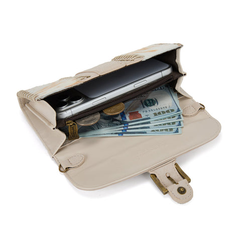 Trinity Ranch Western Cowhide Buckle Crossbody Wallet Bag