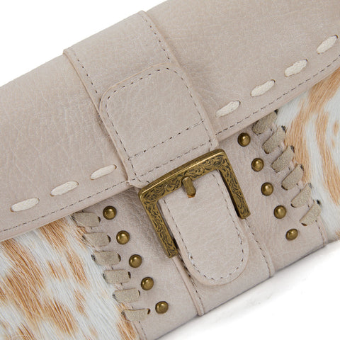 Trinity Ranch Western Cowhide Buckle Crossbody Wallet Bag