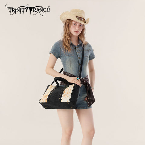 Trinity Ranch Genuine Cowhide Concealed Carry Tote Bag