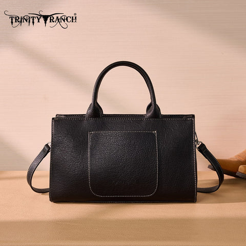 Trinity Ranch Floral Tooled Leather Western Satchel Tote Bag