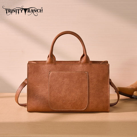 Trinity Ranch Floral Tooled Leather Western Satchel Tote Bag