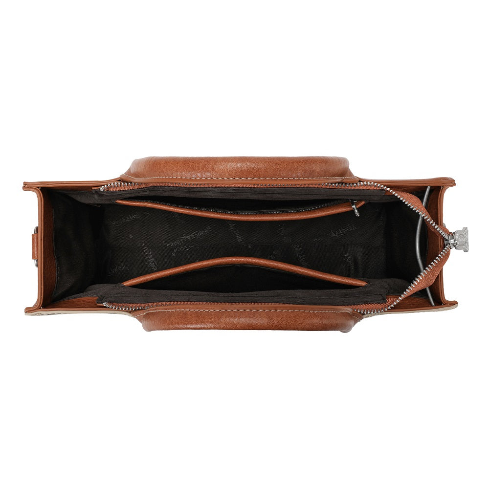 Trinity Ranch Floral Tooled Leather Western Satchel Tote Bag