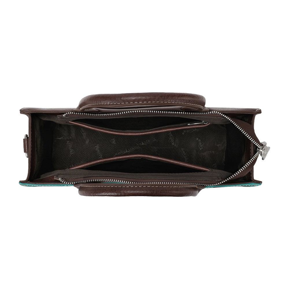 Trinity Ranch Floral Tooled Leather Western Satchel Tote Bag