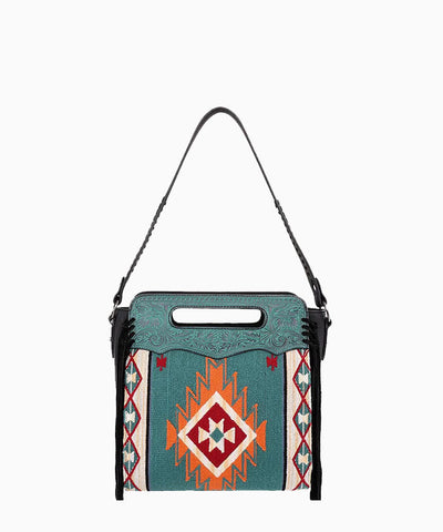 Trinity Ranch Aztec Tapestry Floral Embossed Concealed Carry Hobo - Montana West World
