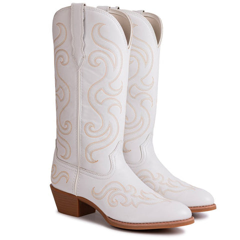 Women's Bright Side Embroidered Round Toe Western Vegan Leather Boots