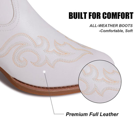 Women's Bright Side Embroidered Round Toe Western Vegan Leather Boots