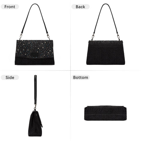 Wrangler Rhinestone Denim Flap Shoulder Bag