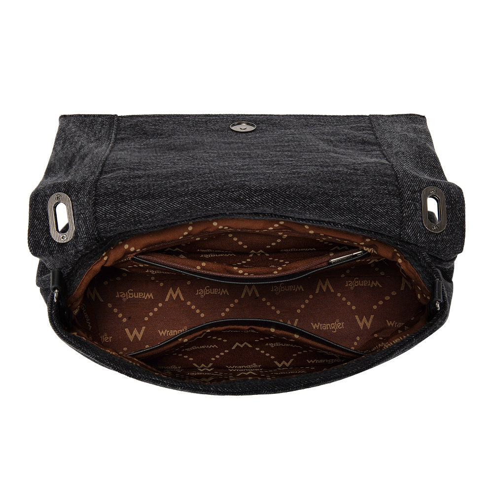 Wrangler Rhinestone Denim Flap Shoulder Bag