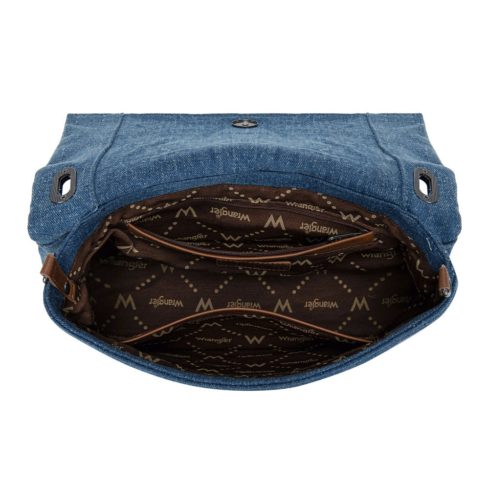Wrangler Rhinestone Denim Flap Shoulder Bag