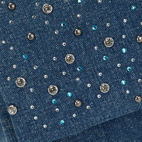 Wrangler Rhinestone Denim Flap Shoulder Bag