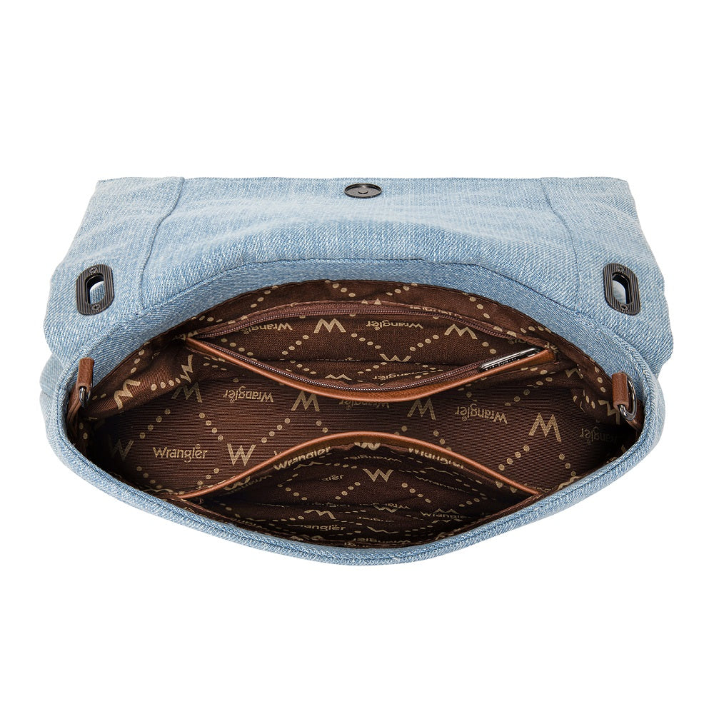 Wrangler Rhinestone Denim Flap Shoulder Bag