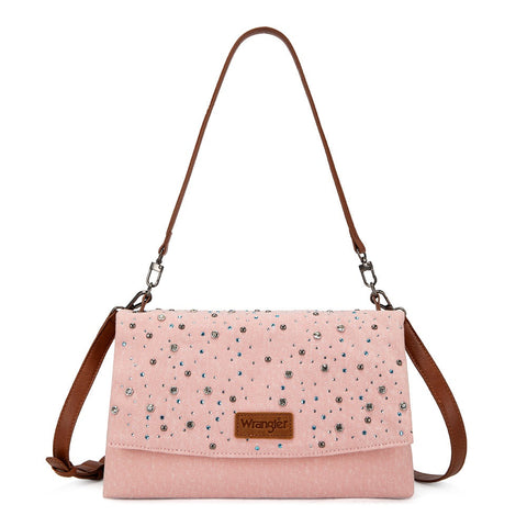Wrangler Rhinestone Denim Flap Shoulder Bag