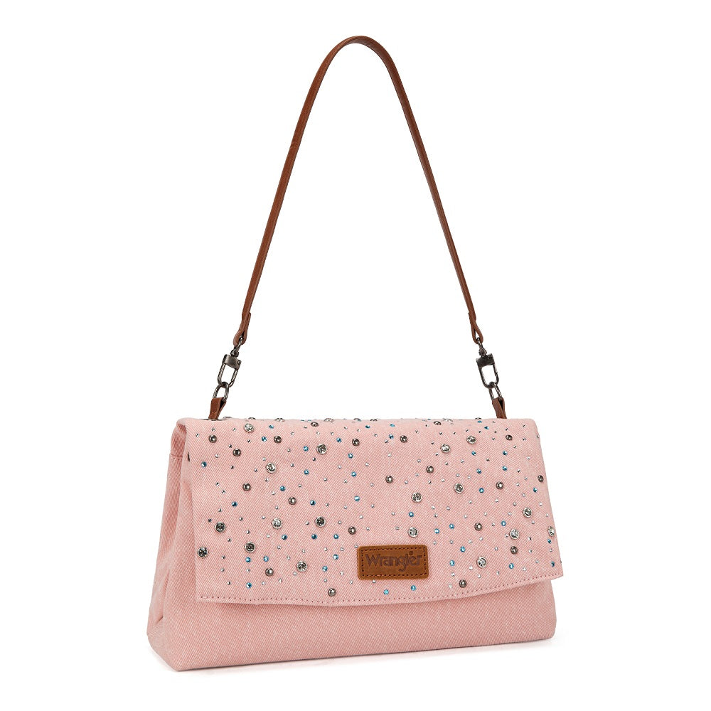 Wrangler Rhinestone Denim Flap Shoulder Bag