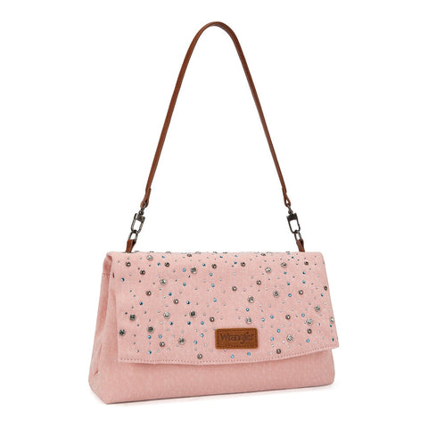 Wrangler Rhinestone Denim Flap Shoulder Bag