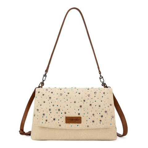 Wrangler Rhinestone Denim Flap Shoulder Bag