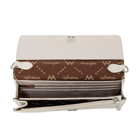 Wrangler Dual Strap Bandana Ruched Flap Crossbody Wallet Bag