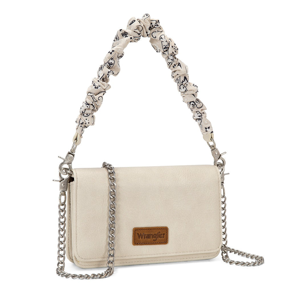 Wrangler Dual Strap Bandana Ruched Flap Crossbody Wallet Bag
